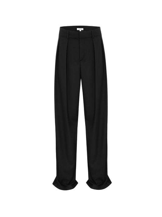 Black pleated trousers